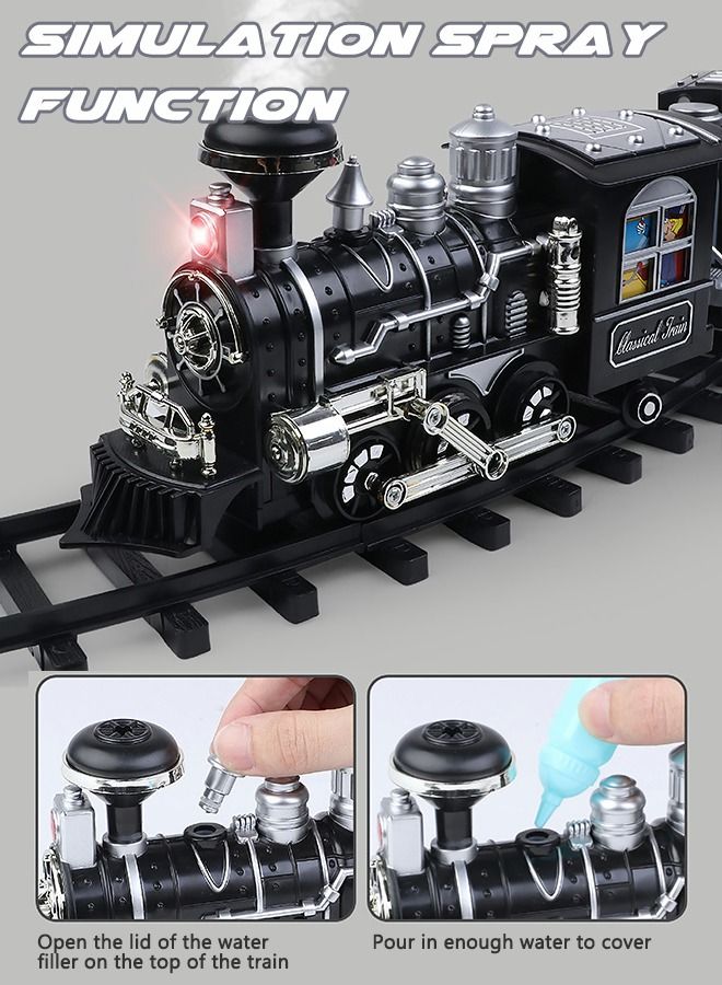 Electric Train Set with Remote Control Steam Light Sound and Tracks,Classic Express Train Set,Children's Toy Train