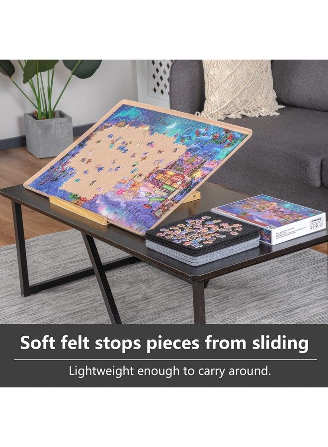 Jigsaw Puzzle Board With 6 Sorting Trays Lightweight Portable Felt Puzzle Mat Puzzle Storage Puzzle Saver For Up To 1000 Pieces Khaki