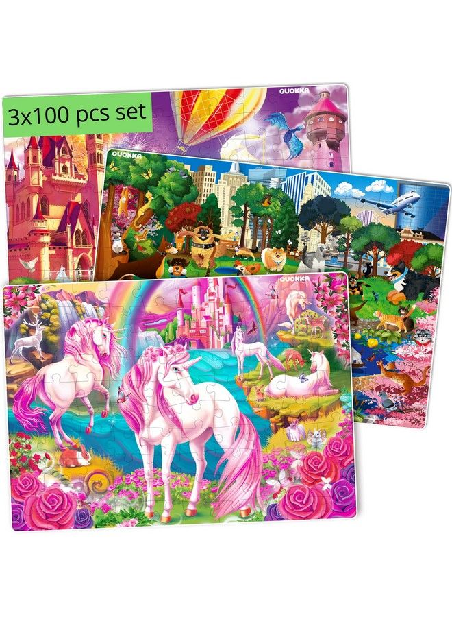 100 Pieces Floor Puzzles For Kids Ages 4 8 Kids Puzzles Ages 6 8 10 By Quokka Girls Set Of 3 Unicorn Princess Toys For 3 5 Year Old Jigsaw Toddler Game For Girl And Boy
