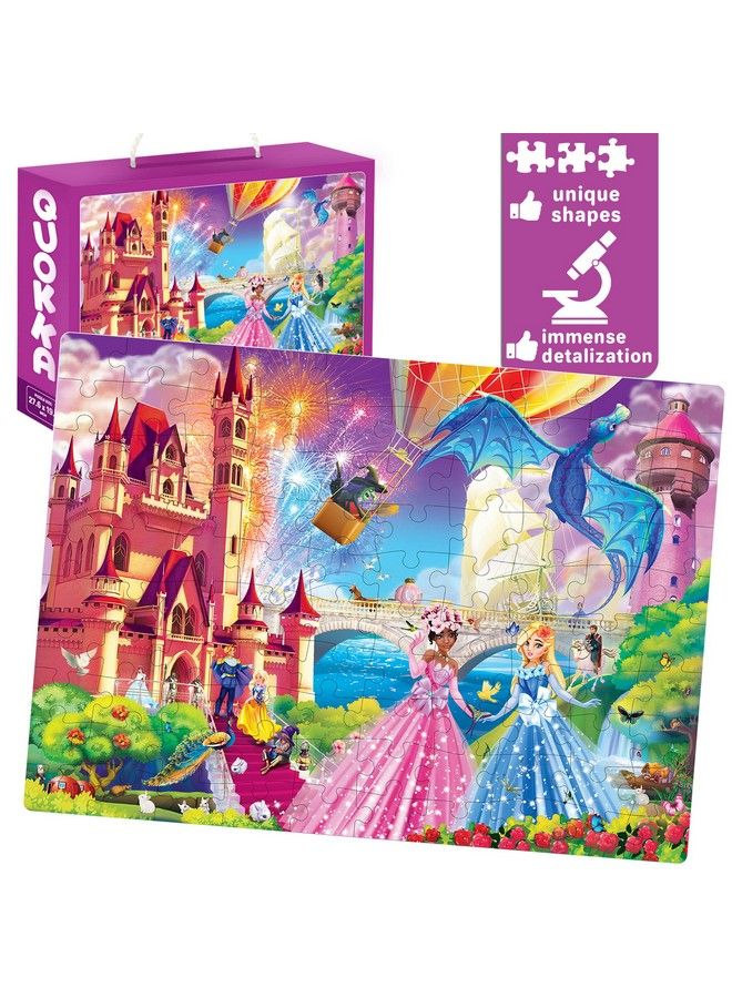 100 Pieces Floor Puzzles For Kids Ages 4 8 Kids Puzzles Ages 6 8 10 By Quokka Girls Set Of 3 Unicorn Princess Toys For 3 5 Year Old Jigsaw Toddler Game For Girl And Boy