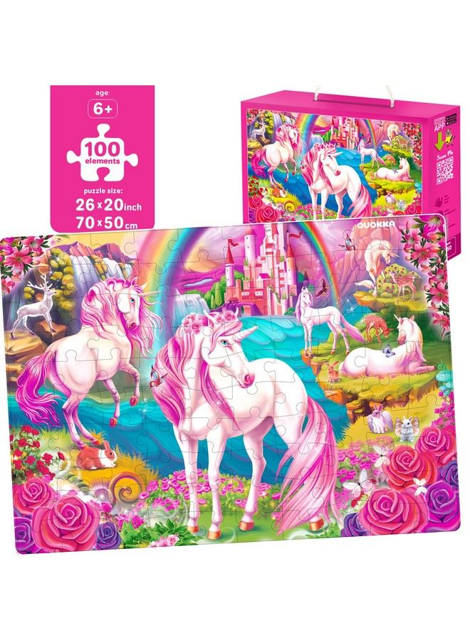 100 Pieces Floor Puzzles For Kids Ages 4 8 Kids Puzzles Ages 6 8 10 By Quokka Girls Set Of 3 Unicorn Princess Toys For 3 5 Year Old Jigsaw Toddler Game For Girl And Boy
