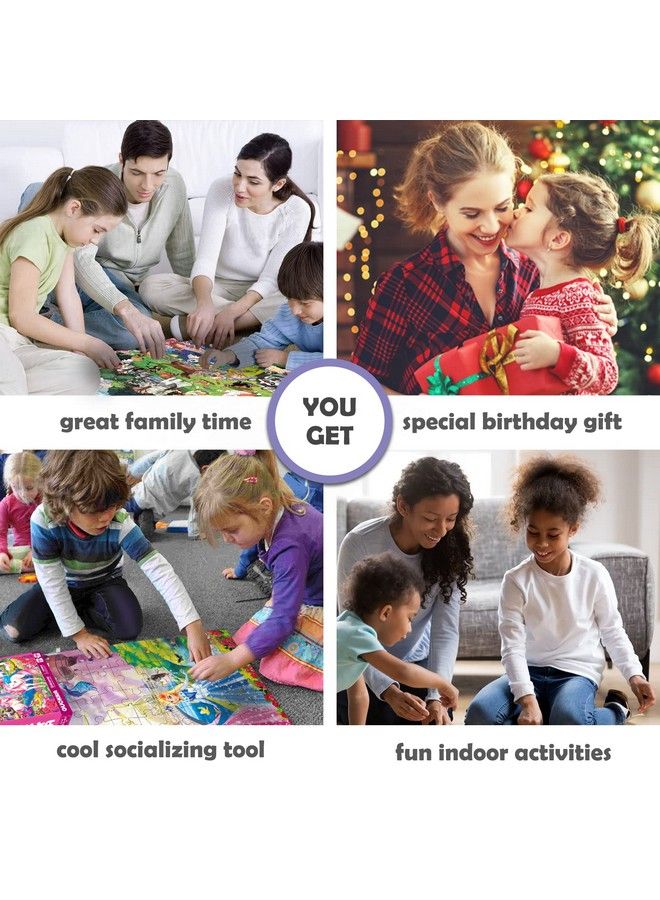 100 Pieces Floor Puzzles For Kids Ages 4 8 Kids Puzzles Ages 6 8 10 By Quokka Girls Set Of 3 Unicorn Princess Toys For 3 5 Year Old Jigsaw Toddler Game For Girl And Boy