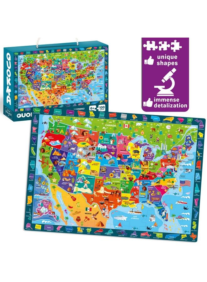 100 Piece Puzzles Games For Kids Ages 48 3 Pack Floor Puzzles For Kids 810 Year Old By Quokka World Usa Map & Space Educational Toys 57 United States Learning For Boys & Girls 35