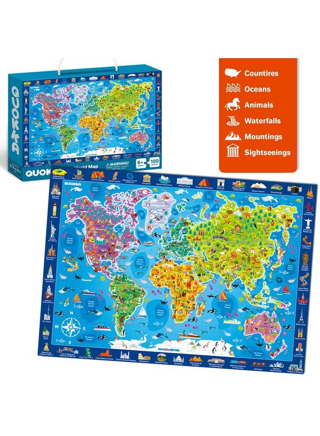 100 Piece Puzzles Games For Kids Ages 48 3 Pack Floor Puzzles For Kids 810 Year Old By Quokka World Usa Map & Space Educational Toys 57 United States Learning For Boys & Girls 35