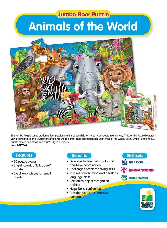 : Jumbo Floor Puzzles Animals Of The World Kids Puzzles Kids Floor Puzzles For Kids Ages 48 Animal Puzzle Award Winning Educational Toys