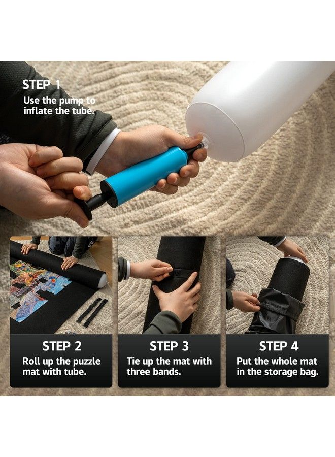 Jigsaw Puzzle Mat Roll Up For 2000 1500 1000 500 Pieces Portable Puzzle Board Storage Saver Holder With Drawstring Closure Storage Bag & Hand Pump