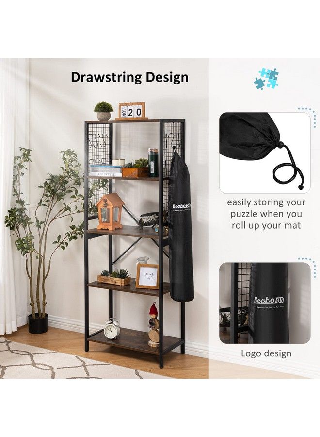 2000Pc Jigsaw Puzzle Mat Roll Up With Auxiliary Lineblack Felt Mat With Black Pump & Drawstring Storage Bag Portable Puzzle Saver For Easy Transport & Storage For 2000 1500 1000 500 Piece