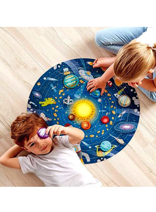 102Piece Solar System Floor Puzzle | Round Solar System Colorful Puzzle Toy