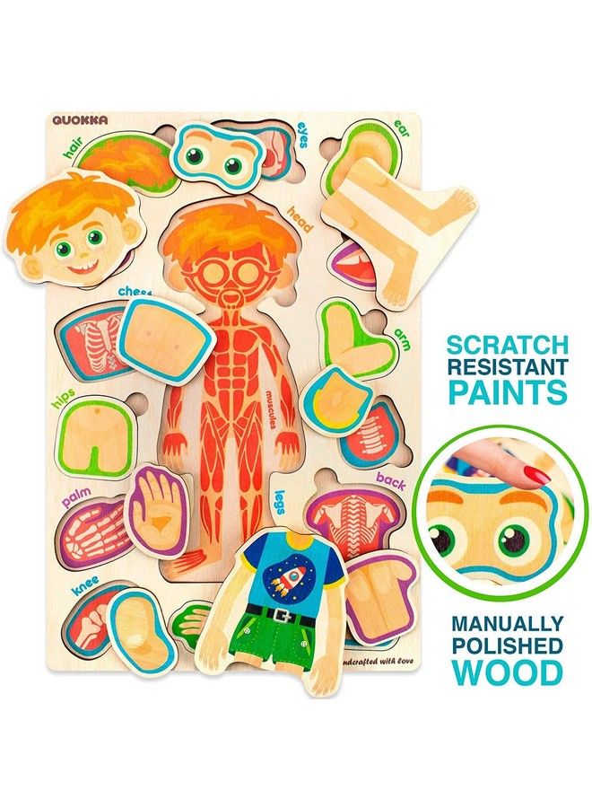 Wooden Puzzles For Kids Ages 48 Montessori Toddler Puzzles Ages 35 By Quokka Preschool Game Learning Human Body Parts Anatomy Skeleton Educational Toys For Boy & Girl