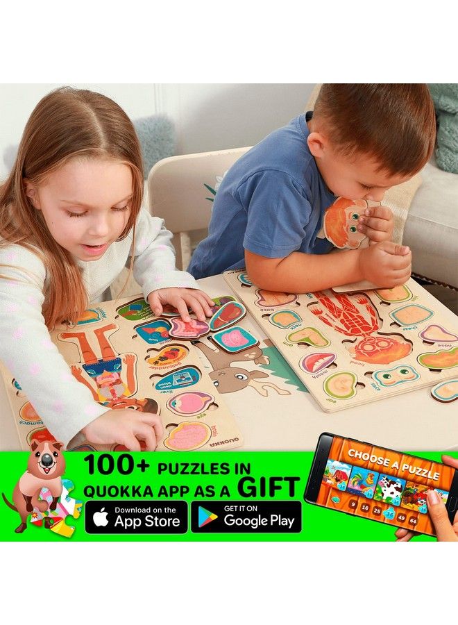 Wooden Puzzles For Kids Ages 48 Montessori Toddler Puzzles Ages 35 By Quokka Preschool Game Learning Human Body Parts Anatomy Skeleton Educational Toys For Boy & Girl