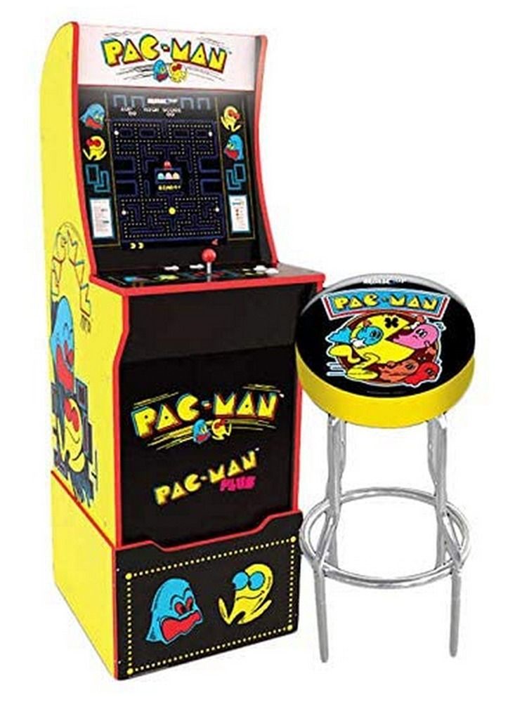 Arcade1Up - Pacman 2 In 1 Games With Light Up Marquee Stool and Riser Set