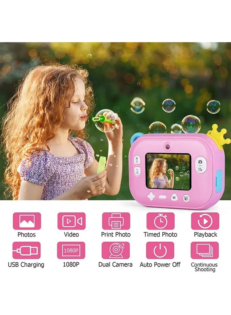 Kids Instant Print Digital Camera for HD Color Selfie and Video with Paper
