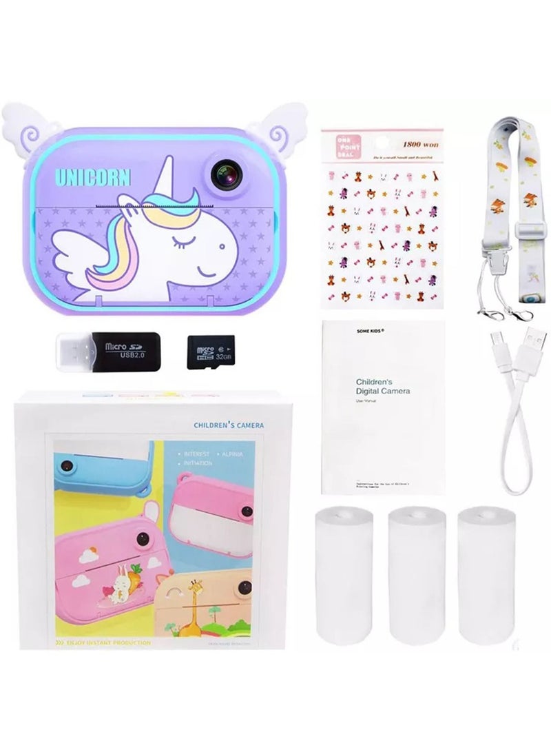 Kids Instant Print Digital Camera for HD Color Selfie and Video with Paper