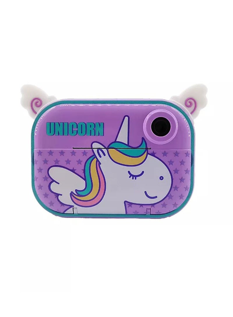 Kids Instant Print Digital Camera for HD Color Selfie and Video with Paper Purple