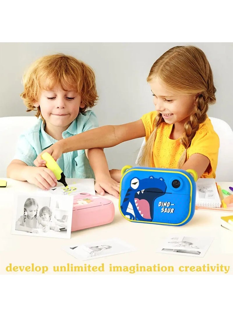 Kids Instant Print Digital Camera for HD Color Selfie and Video with Paper