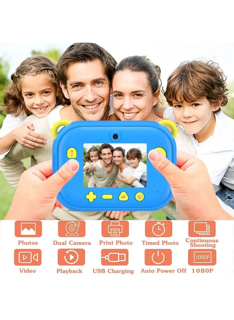 Kids Instant Print Digital Camera for HD Color Selfie and Video with Paper