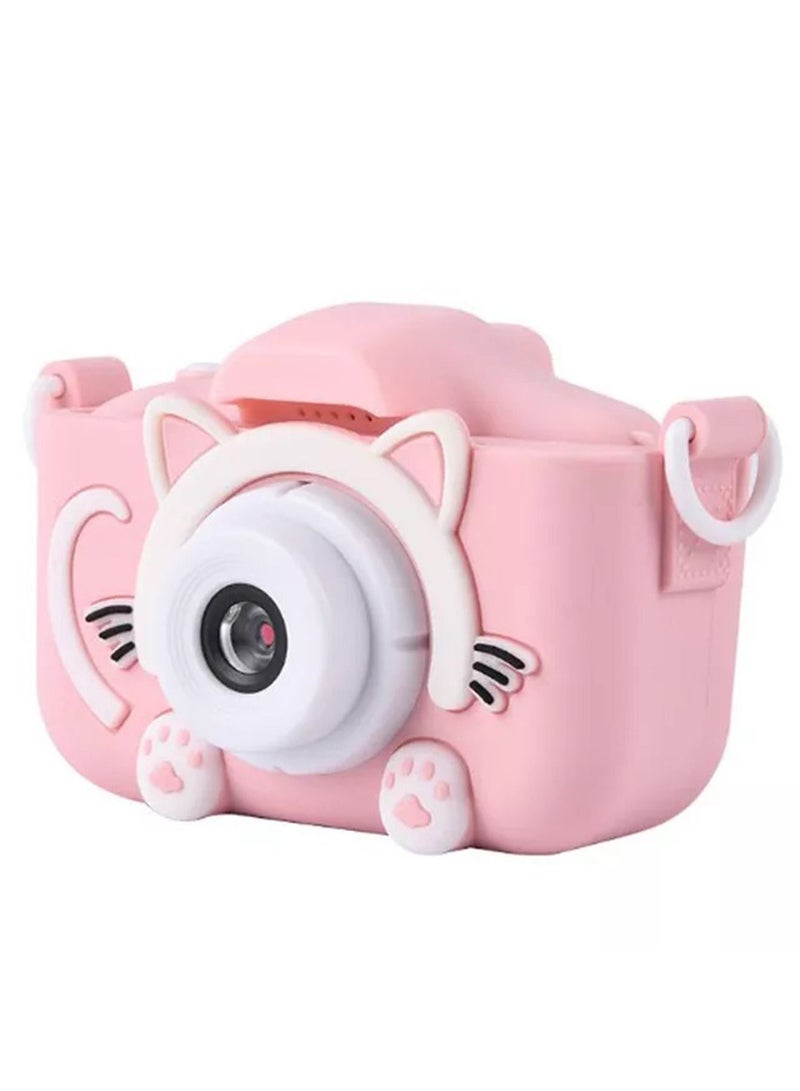 Children Digital Camera Kids Selfie HD Digital Video Cameras SD Card Supported(Pink)
