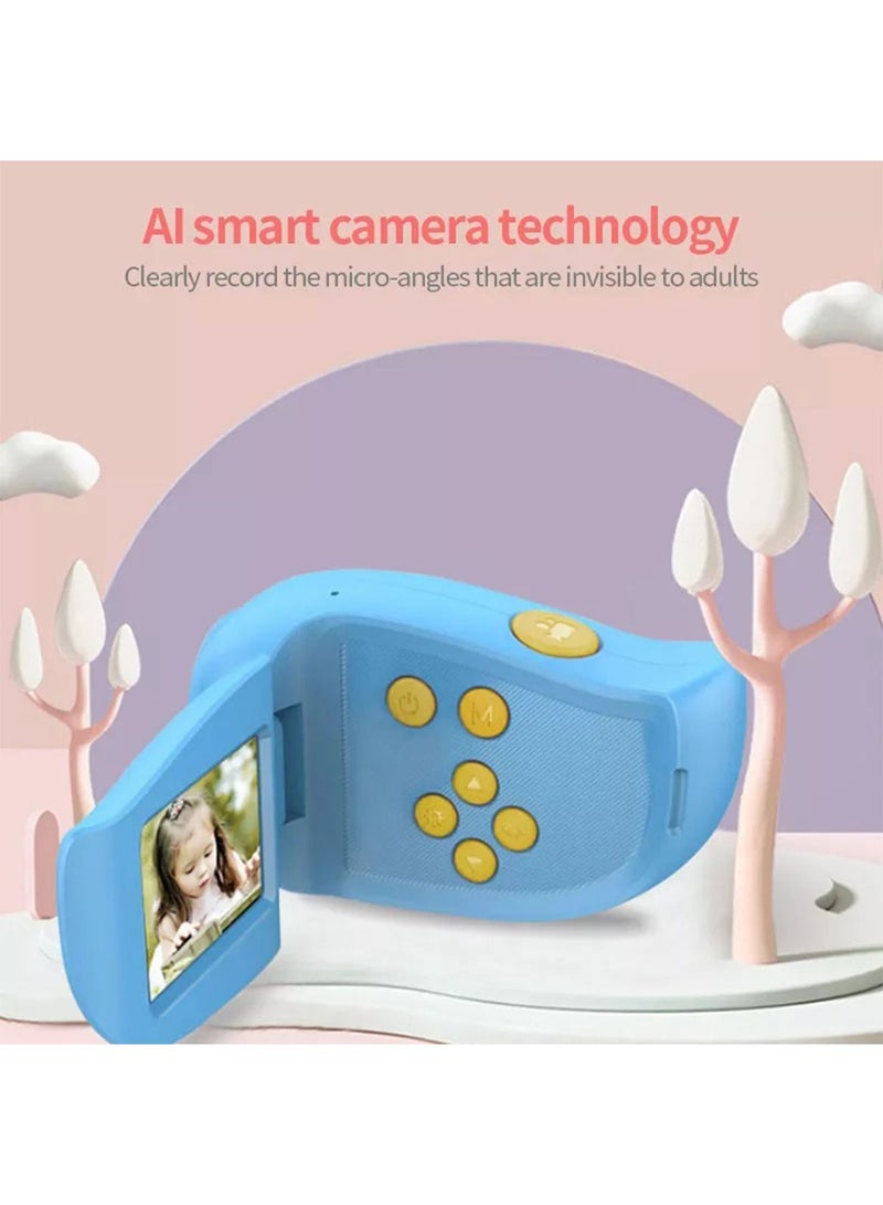 Children Digital Camera Kids Selfie HD Digital Video Cameras SD Card Supported(Blue)