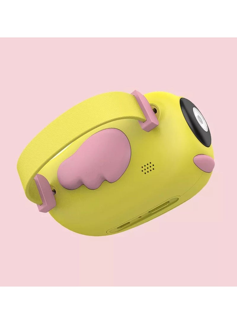 Children Digital Camera Kids Selfie HD Digital Video Cameras SD Card Supported(Yellow)