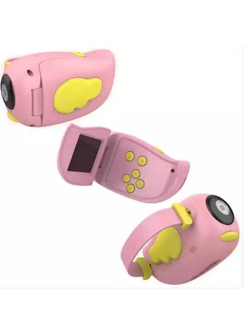 Children Digital Camera Kids Selfie HD Digital Video Cameras SD Card Supported(Pink)