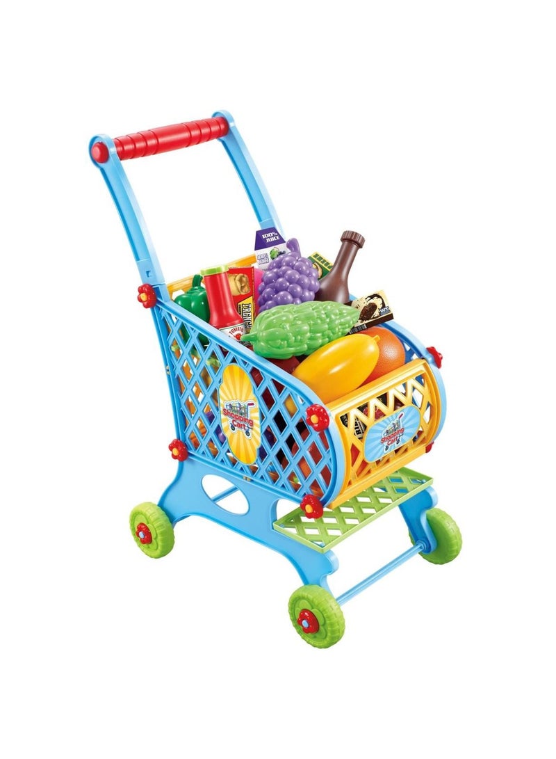 Cart for Kids Children Grocery Food Toy Playset and Plastic Mini Shopping Cart Educational Toys for Kids Boys Girls