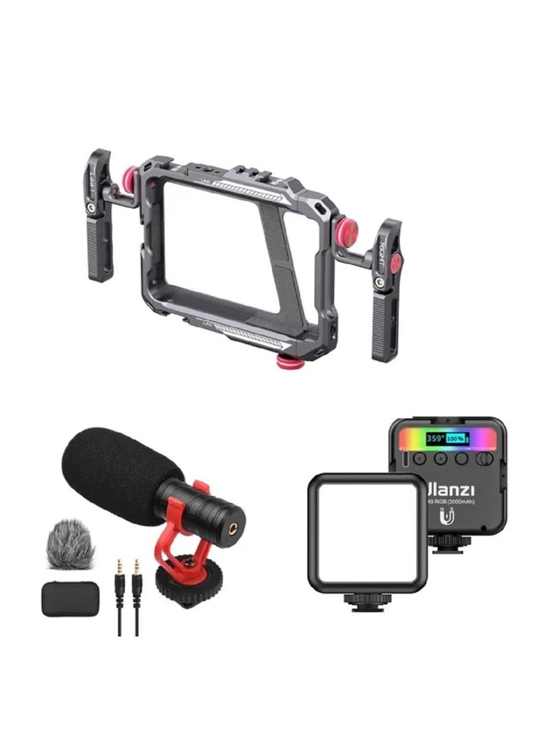 Ulanzi Lino smartphone Cage Video kit with Handle Grip for iphone X XR XS Max 11 12 13 14 Mini/Pro/Pro Max Mobile Phone Vlog Video