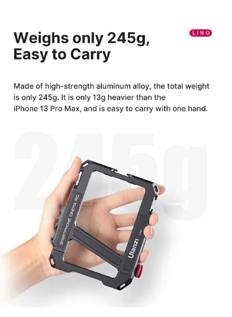 Ulanzi Lino smartphone Cage Video kit with Handle Grip for iphone X XR XS Max 11 12 13 14 Mini/Pro/Pro Max Mobile Phone Vlog Video