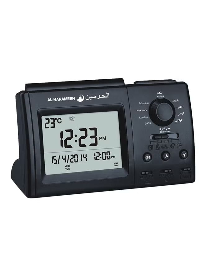 Digital Azan Table Alarm Clock Black 15x9.5cm