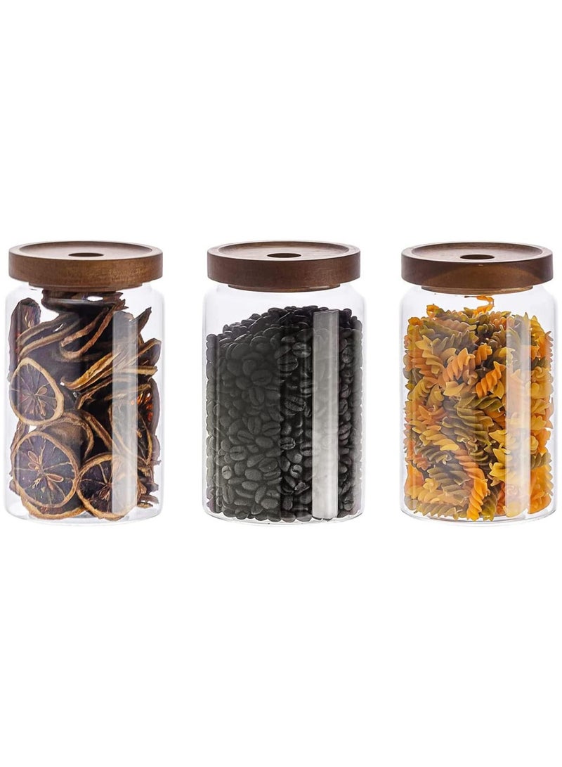 3 Pack Airtight Glass Storage Jar Borosilicate Glass Kitchen Canisters Glass Canister for Kitchen Pantry Organization Ideal for Coffee Nuts  Cookie (800ml)
