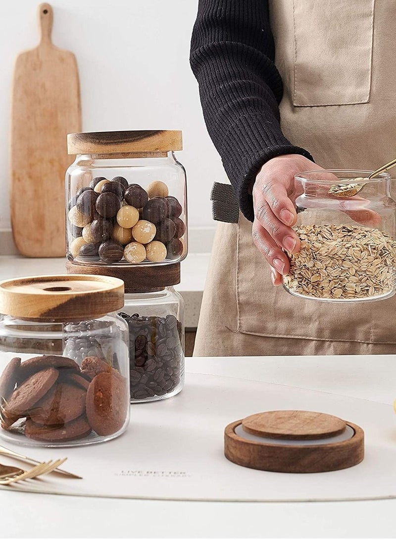 3 Pack Airtight Glass Storage Jar Borosilicate Glass Kitchen Canisters Glass Canister for Kitchen Pantry Organization Ideal for Coffee Nuts  Cookie (800ml)