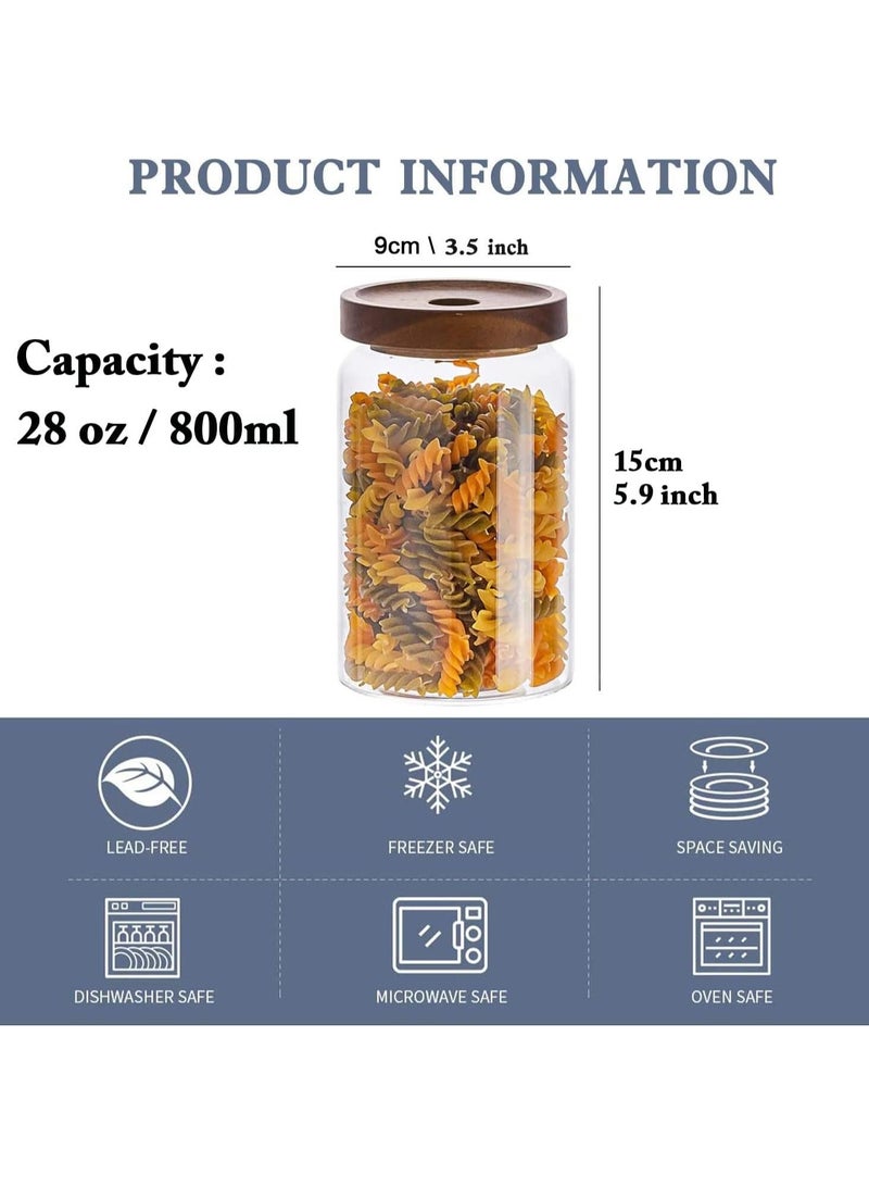 3 Pack Airtight Glass Storage Jar Borosilicate Glass Kitchen Canisters Glass Canister for Kitchen Pantry Organization Ideal for Coffee Nuts  Cookie (800ml)