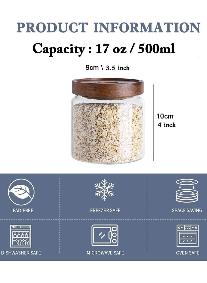 3 Pack Airtight Glass Storage Jar ,Borosilicate Glass Kitchen Canisters，Glass Canister for Kitchen, Pantry Organization, Ideal for Coffee, Nuts, Cookie (500ml)