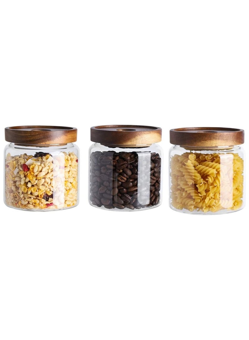 3 Pack Airtight Glass Storage Jar ,Borosilicate Glass Kitchen Canisters，Glass Canister for Kitchen, Pantry Organization, Ideal for Coffee, Nuts, Cookie (500ml)