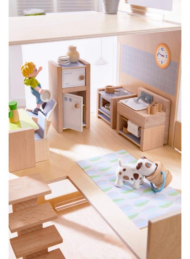Little Friends Kitchen Room Set Wooden Dollhouse Furniture For 4