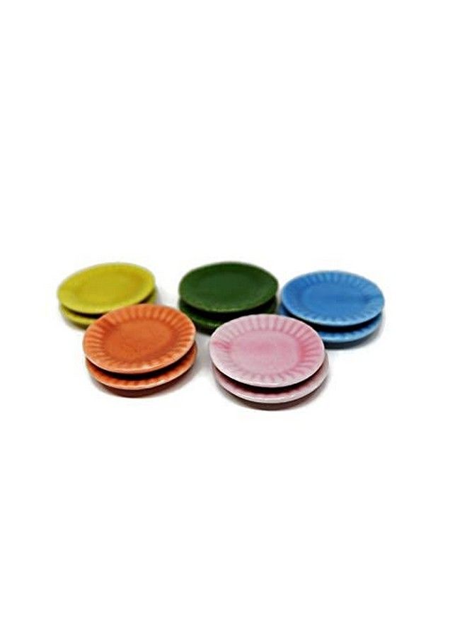 10 Mixed 4 Colour Cearmic Plate Dish Bowl Dollhouse Miniatures Food Kitchen 1 Shop For You