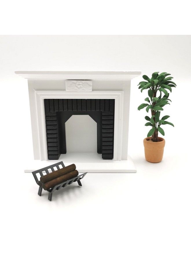 Dollhouse Decoration Accessories1:12 Dollhouse Miniature Furniture Room Wooden Vintage Black White Fireplace