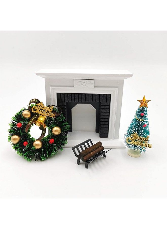 Dollhouse Decoration Accessories1:12 Dollhouse Miniature Furniture Room Wooden Vintage Black White Fireplace