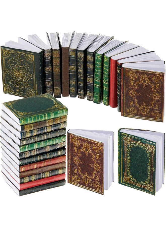 24 Pieces 1:12 Scale Miniatures Dollhouse Books Assorted Miniatures Books Dollhouse Mini Books Dollhouse Decoration Accessories Doll Toy Supplies For Christmas Pretend Play (Classic Style)