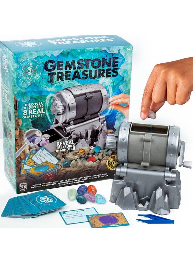 Gemstone Treasures Tumble & Polish Your Own Gemstones Diy Rock Tumbler Collect & Identify Gems Great Stem Kit For Kids Ages 6 7 8 9 Multi