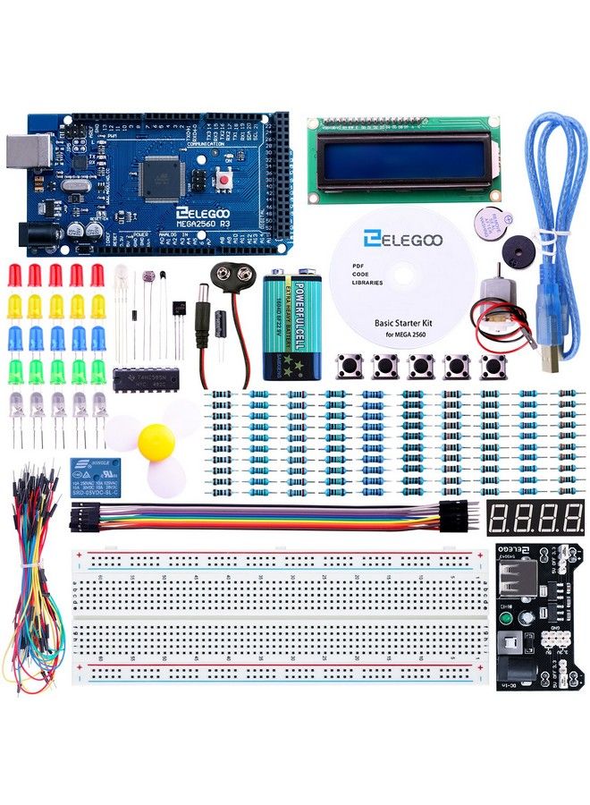 Mega R3 2560 Project Starter Kit Compatible With Arduino Ide Mega Including 16 Tutorials Cd