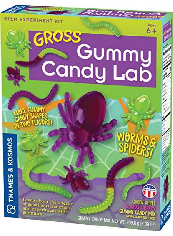 Gross Gummy Candy Lab Worms & Spiders! Sweet Science Stem Experiment Kit, Make Your Own Plantbased Gummy Candies In Cool Shapes & Colors | Learn Chemistry | Looks Gross, Tastes Great