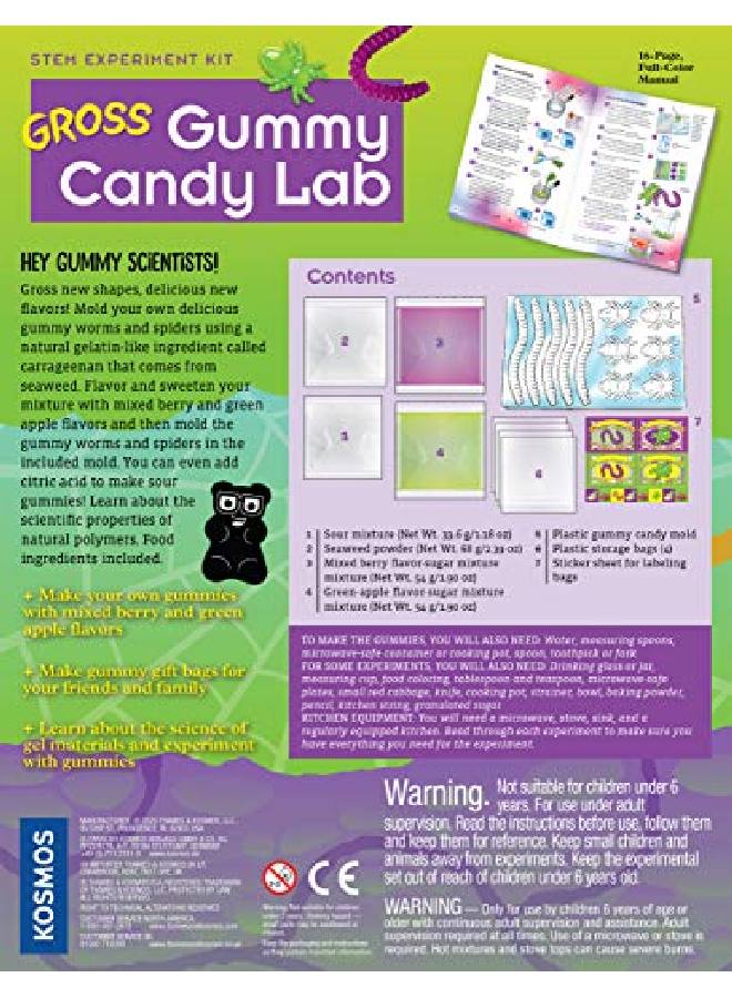 Gross Gummy Candy Lab Worms & Spiders! Sweet Science Stem Experiment Kit, Make Your Own Plantbased Gummy Candies In Cool Shapes & Colors | Learn Chemistry | Looks Gross, Tastes Great