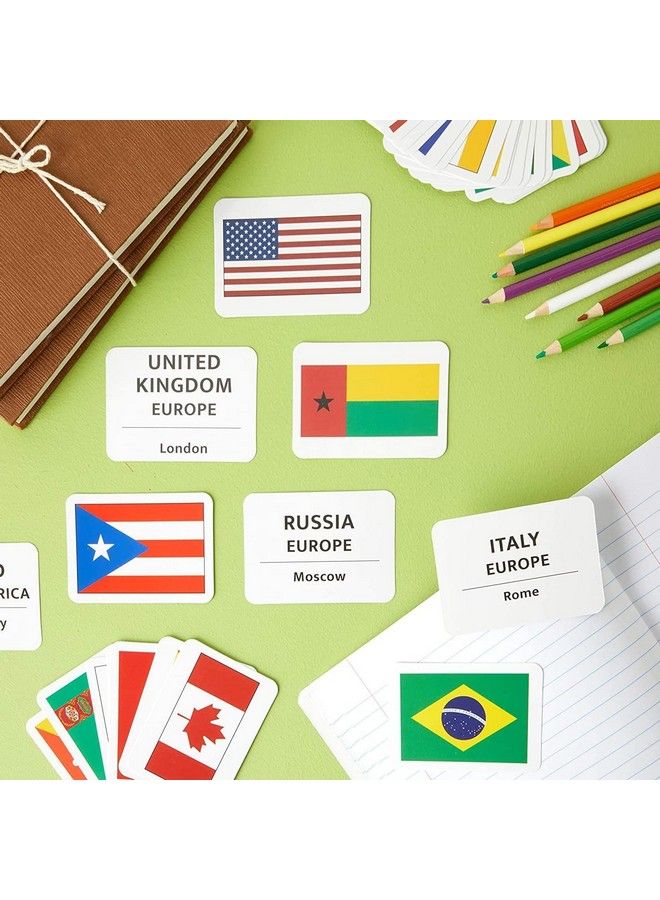 205 Countries Of The World Flags Flash Cards For Kids Country Continent Capitals Geography Education (2.5 X 3.5 In)