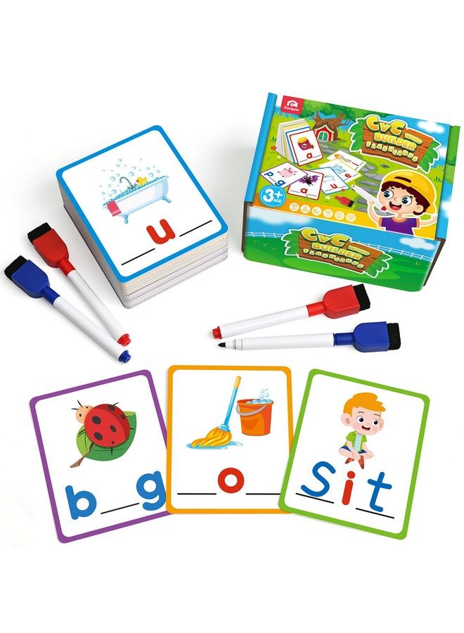 Short Vowel Spelling Flashcards Learn To Write Cvc Sight Words Color Pattern Handwriting Cards Fine Motor Montessori Educational Toy Gift For Kids 3 4 5 Years Old