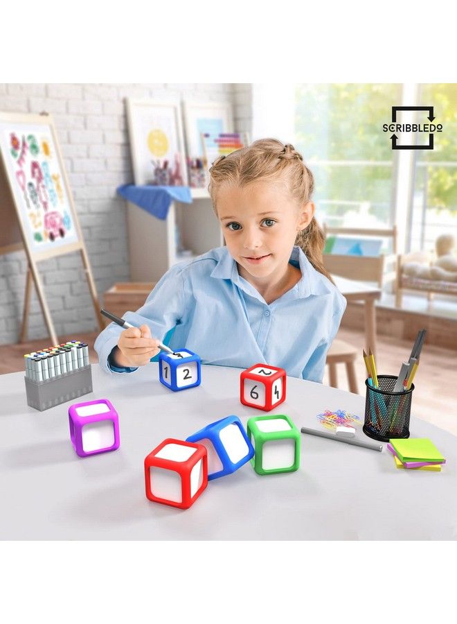 Dry Erase Dice Set Of 42X2 Inches Multipurpose Colorful Write On Wipe Off Dry Erase Blocks Blank Pocket Dice To Draw Letters Numbers And Much More Educational Classroom Supplies For Kids