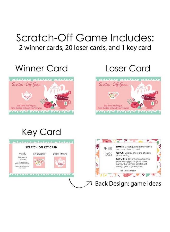 Floral Let’S Par Tea Garden Tea Party Game Scratch Off Cards 22 Count