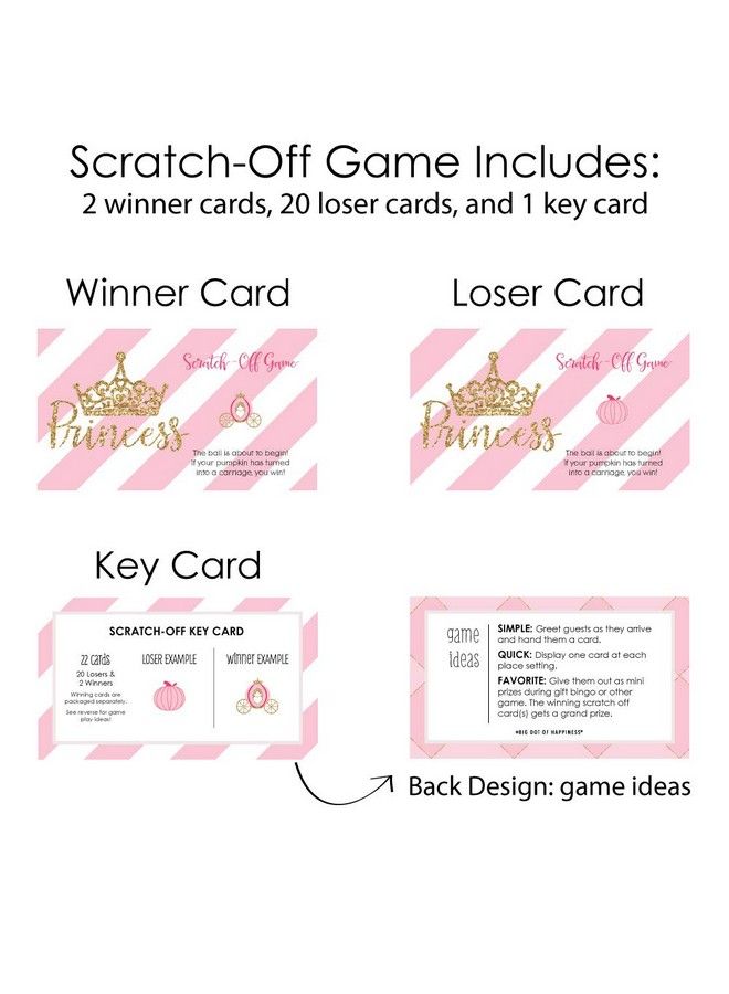 Little Princess Crown Pink And Gold Princess Baby Shower Or Birthday Party Game Scratch Off Cards 22 Count