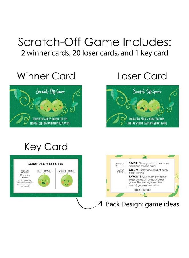 Double The Fun Twins Two Peas In A Pod Baby Shower Or First Birthday Party Game Scratch Off Cards 22 Count