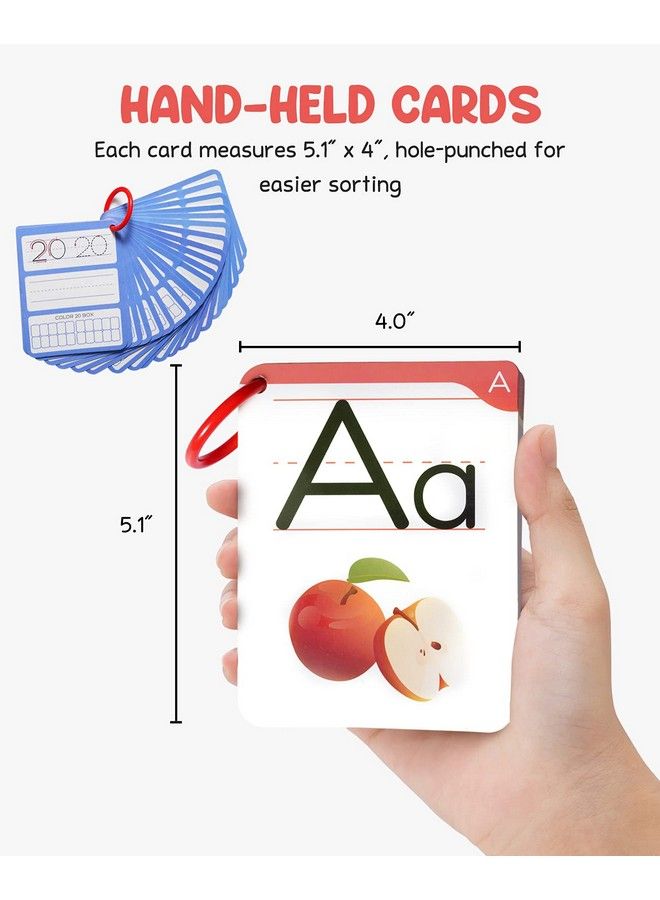 Dry Erase Alphabet And Number Flash Cards Write And Wipe Laminated Abc Letter Tracing Practice Card For Kindergarten (47 Flashcards With 2 Rings And Marker)