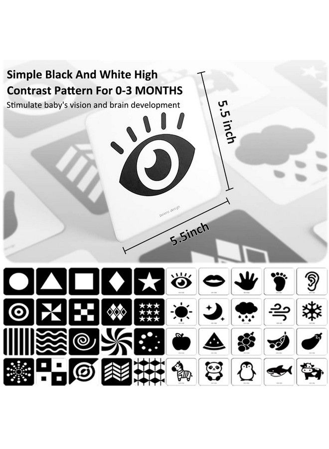 High Contrast Baby Flashcards Newborn Brain Development Toys Visual Stimulation Learning Activity Cards 20 Pcs 40 Pages 5.5